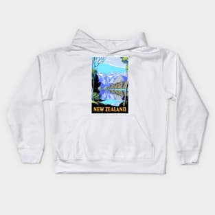 Vintage Travel Poster New Zealand Kids Hoodie